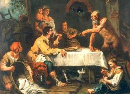 Gaspare Diziani The Satyr and the Peasant Spain oil painting art